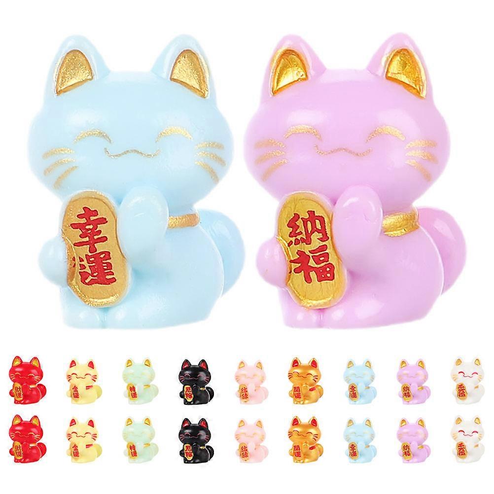 20pcs Resin Mini Fortune Cat Ornaments for Garden & Courtyard Decor – Micro Landscape Cat Figurines with Detailed Features Symbolizing Prosperity and