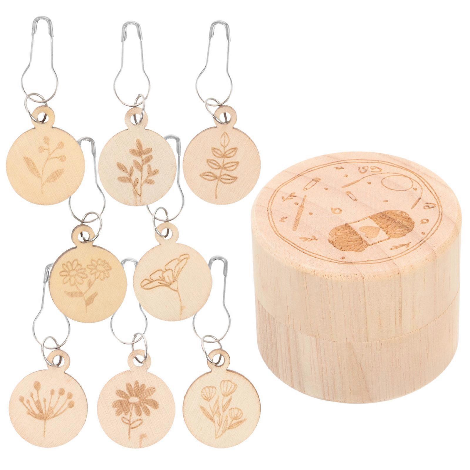 Round Shape Knitting Stitch Markers Crochet Marker Wooden Carved Design For Crochet 8StitchMarkers