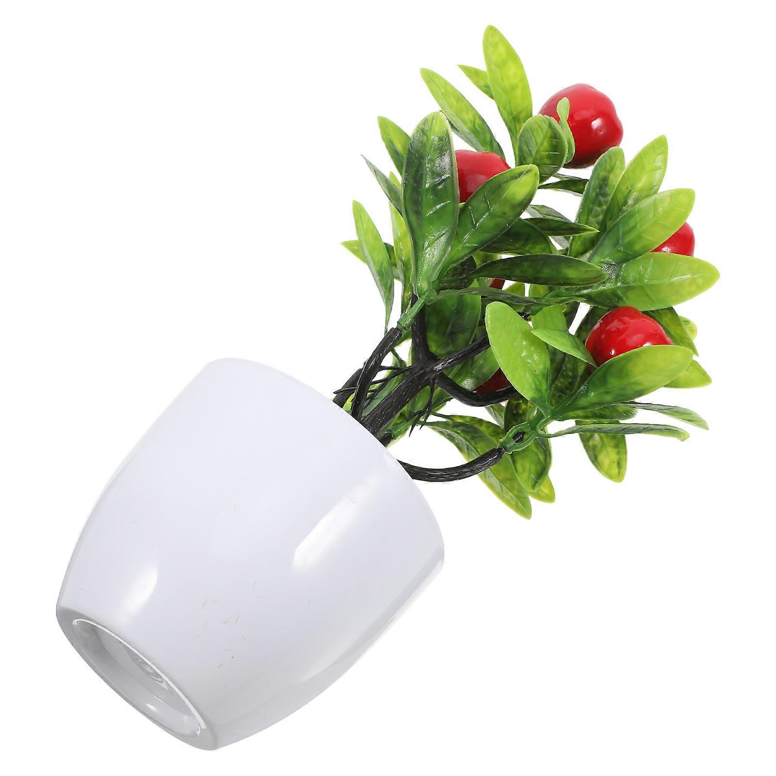 Realistic Artificial Fruit Tree Ornament with Red Fruits for Home Decor PVC Material Easy Maintenance