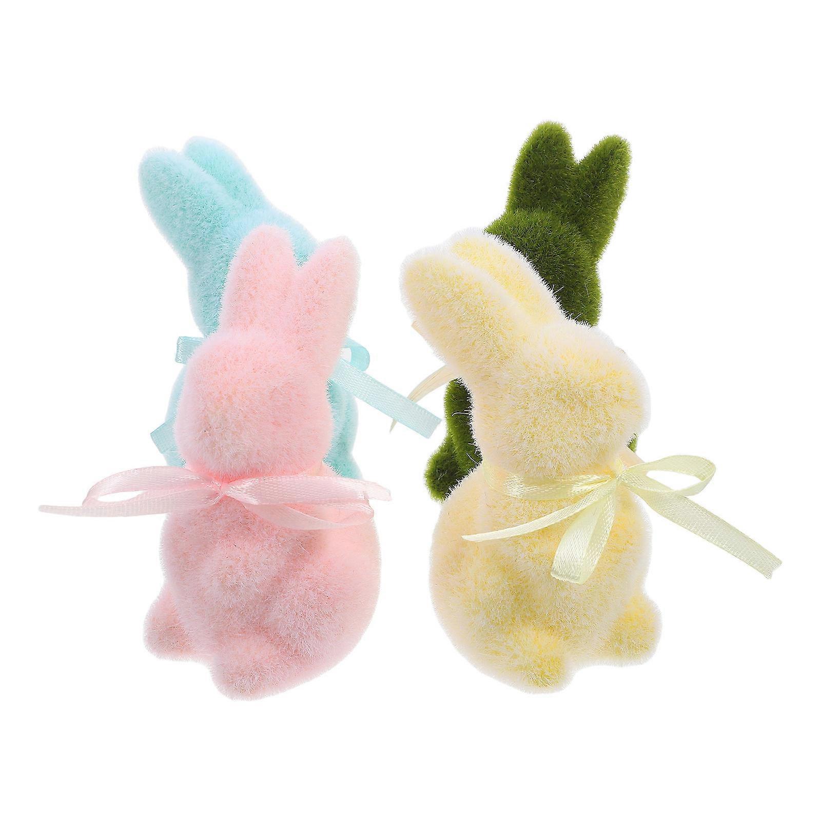 Mini Figurines Easter Miniature Rabbit Figurine For Families Yellow Foam Material 4Pcs