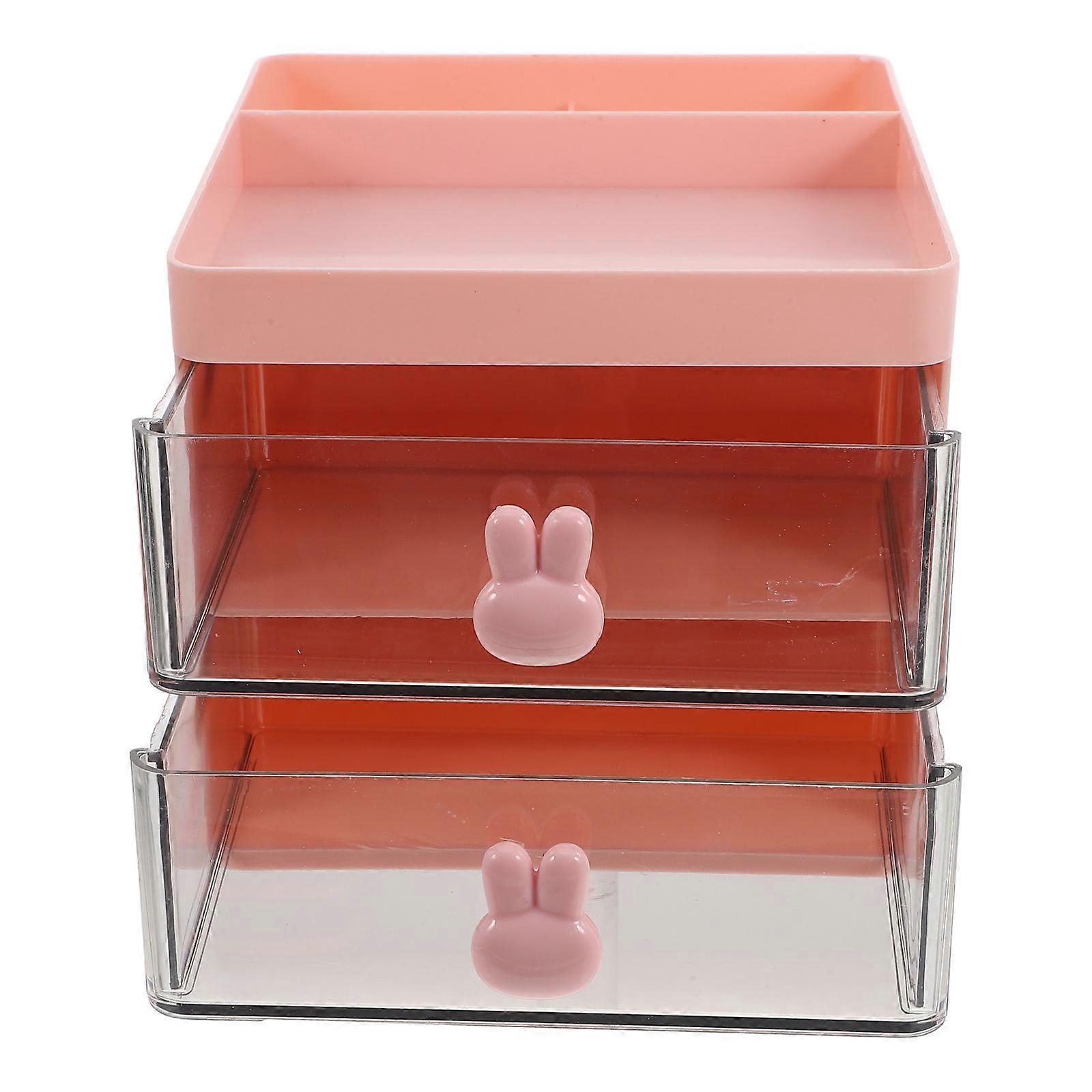 Pink Multifunction Desk Organizer with Drawers for Storage Use Made of PP Material 7.87"x4.92"x5.51"