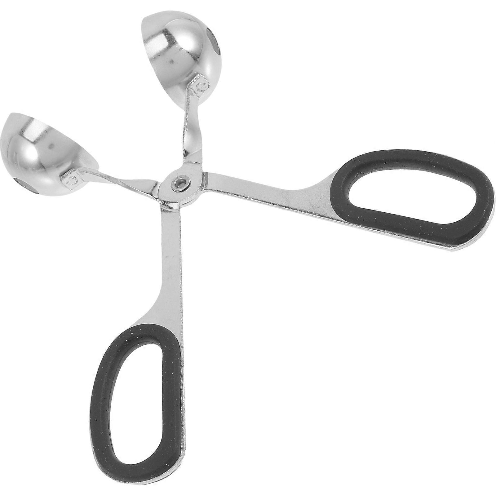 Black Meatball Maker with Scissor Design for Kitchen Use Stainless Steel and Rubber 6.3 Inches