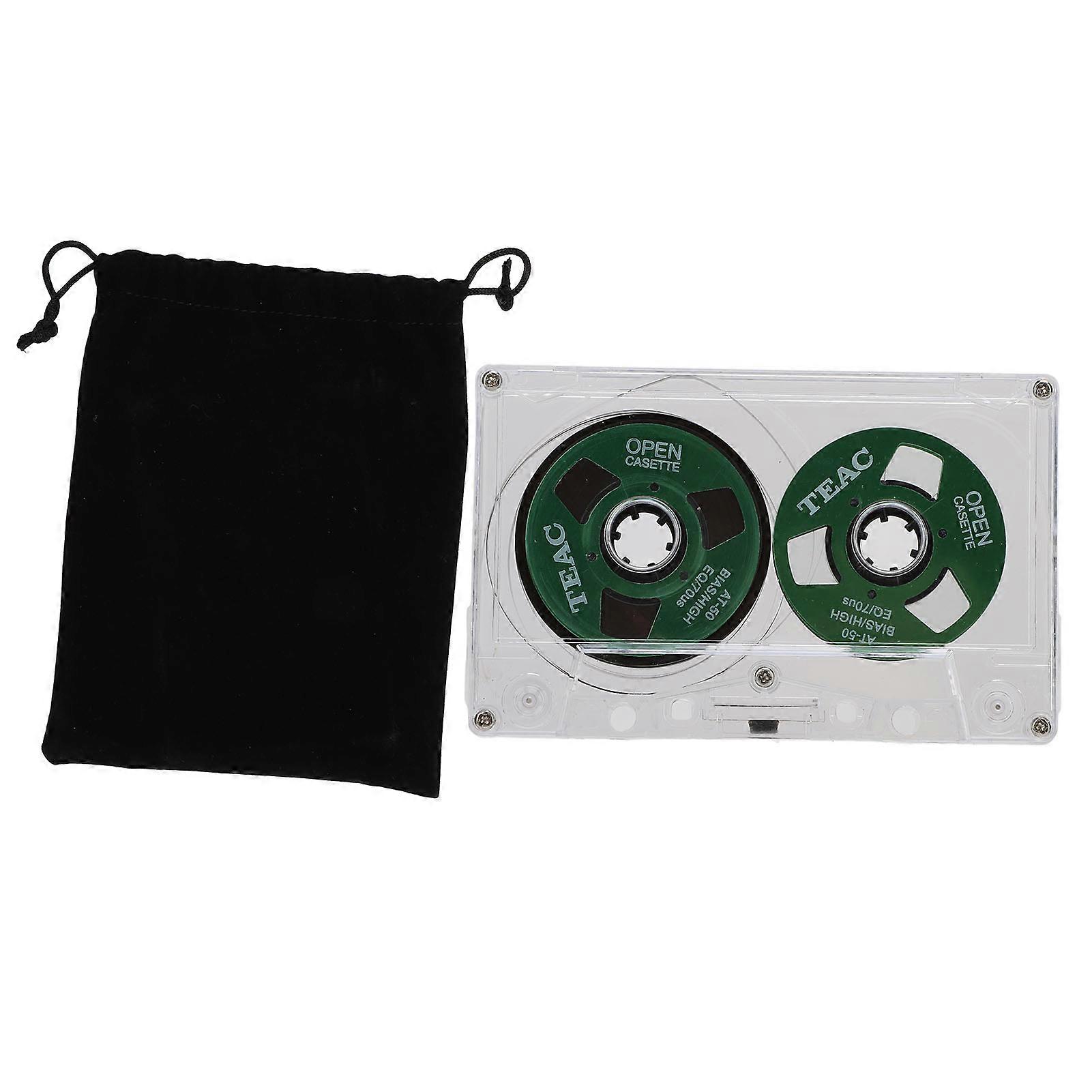 Reel to Reel Blank Cassette Tape 50 Minutes Normal Bias Double Sided Metal Sound Recording Cassette Tape with Transparent Box Green