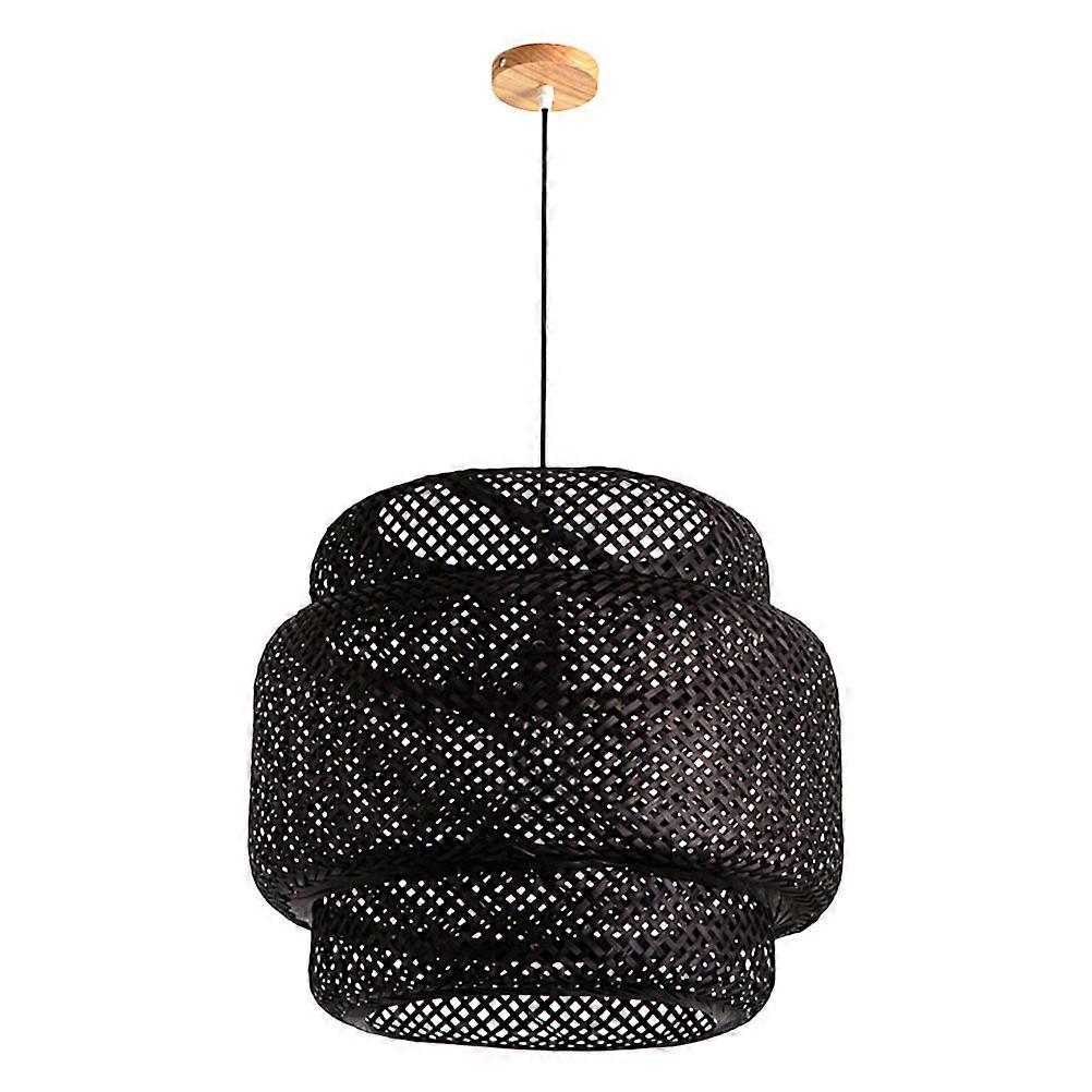 Retro Bamboo Woven Pendant Light Fixture, Handmade Ceiling Lamp Shade for Dining Room, Easy Installation Without Bulb