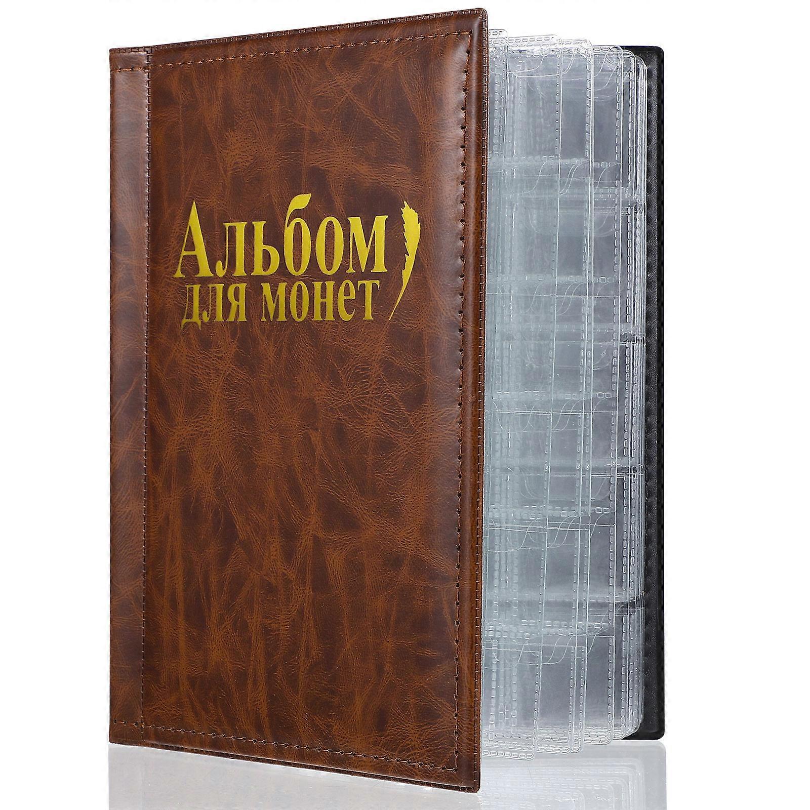 Display Storage Book For Coin Collections Featuring Tear-Proof Material And Brown Color 1Pack