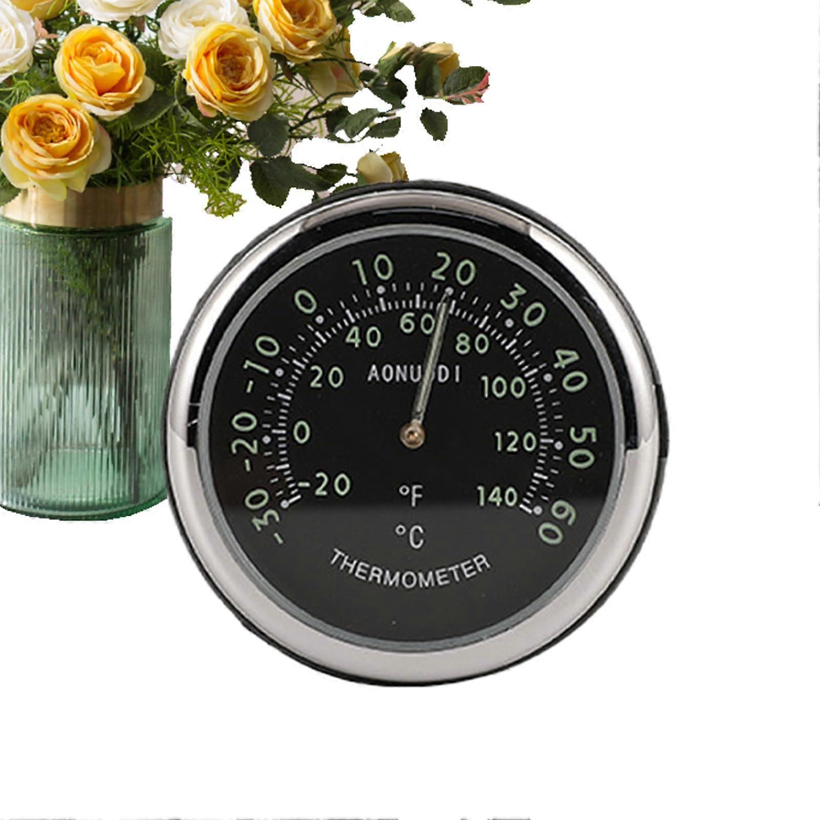 Dashboard Clock - Analog Thermometer And Hygrometer - Luminescent Gauge For Car And Truck Interior - Black