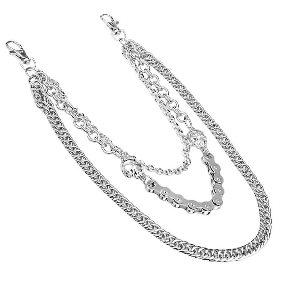 Rivet Jeans Chains Trousers Chain Silver Men Hip Hop 57X1.5CM Metal Waist Accessory 1Pc
