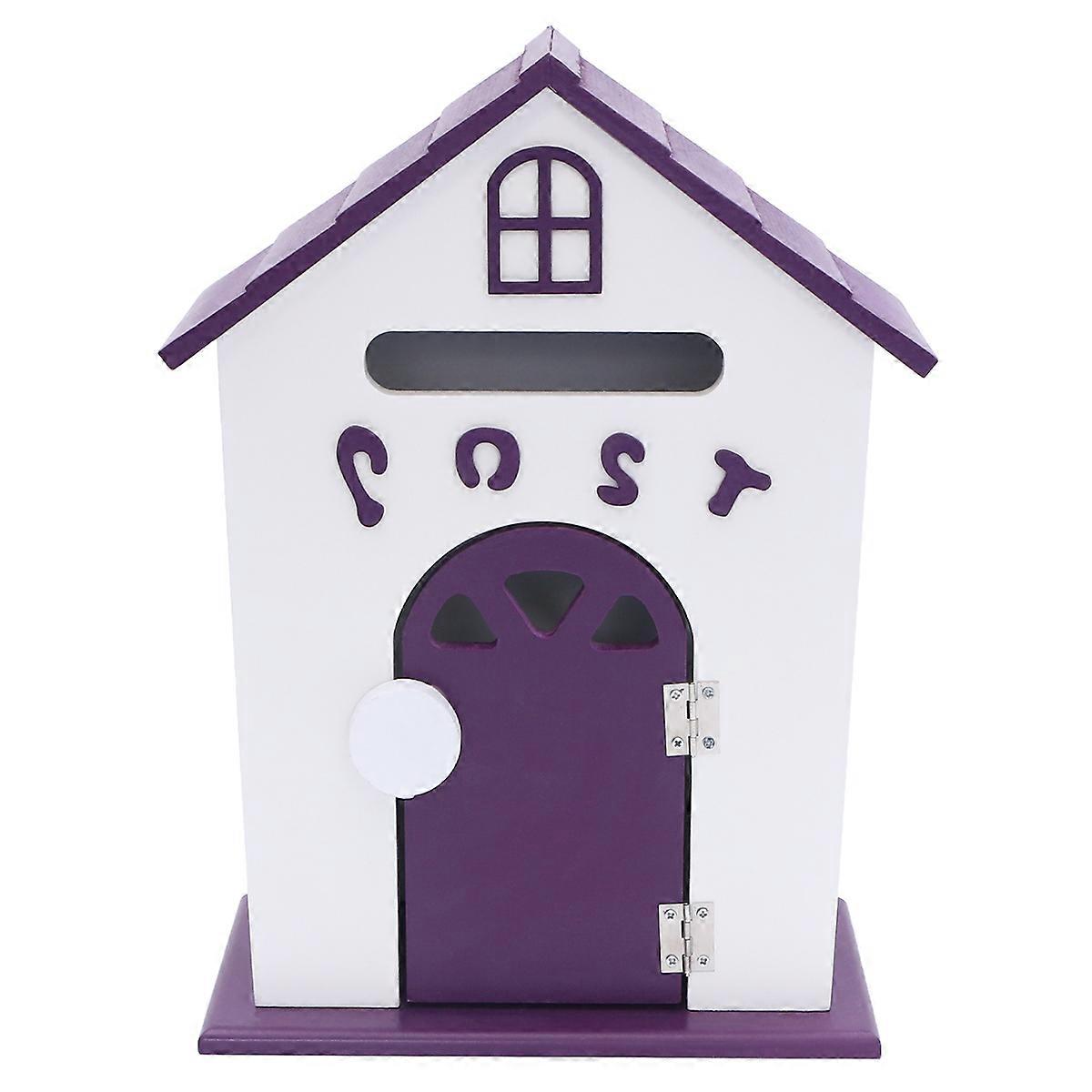 Pastoral Style Mailbox Post Box for Home Use in Purple Color with Mail Storage Function 1Set