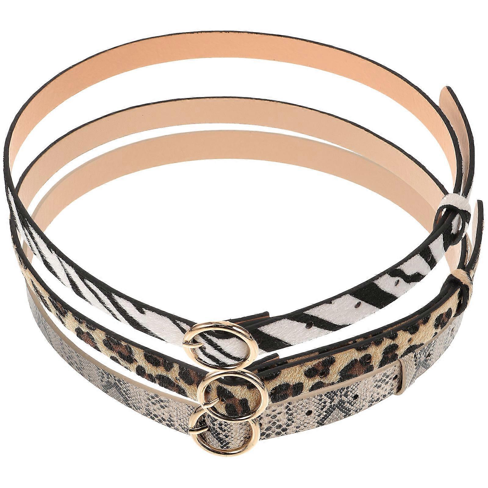 Women'S Casual 3Pcs Long And Thin Waist Strap Assorted Color Imitation Belt For Dating Occasions