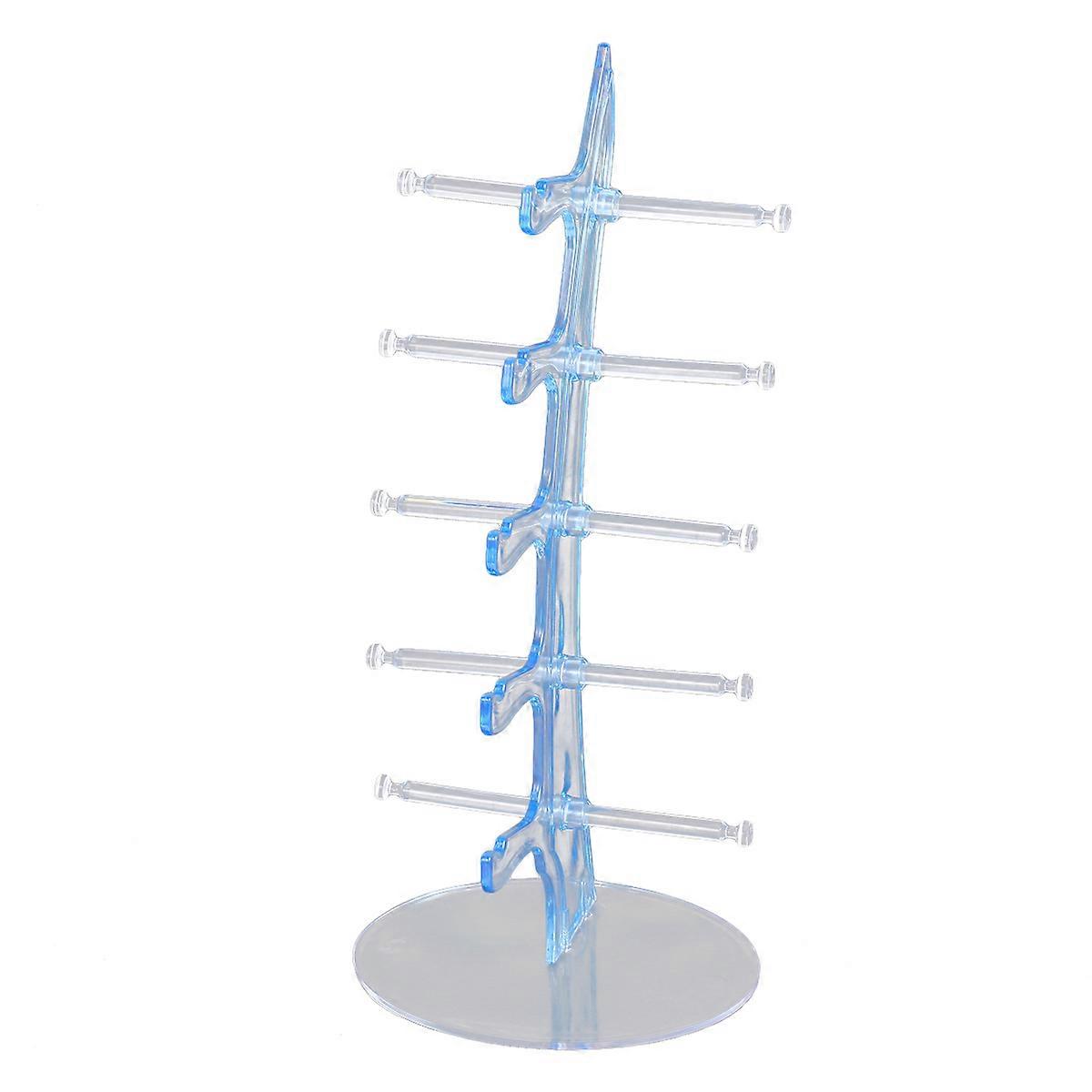 Glasses Display Stands Acrylic Sailboat Shape for Holding 5Pairs Blue