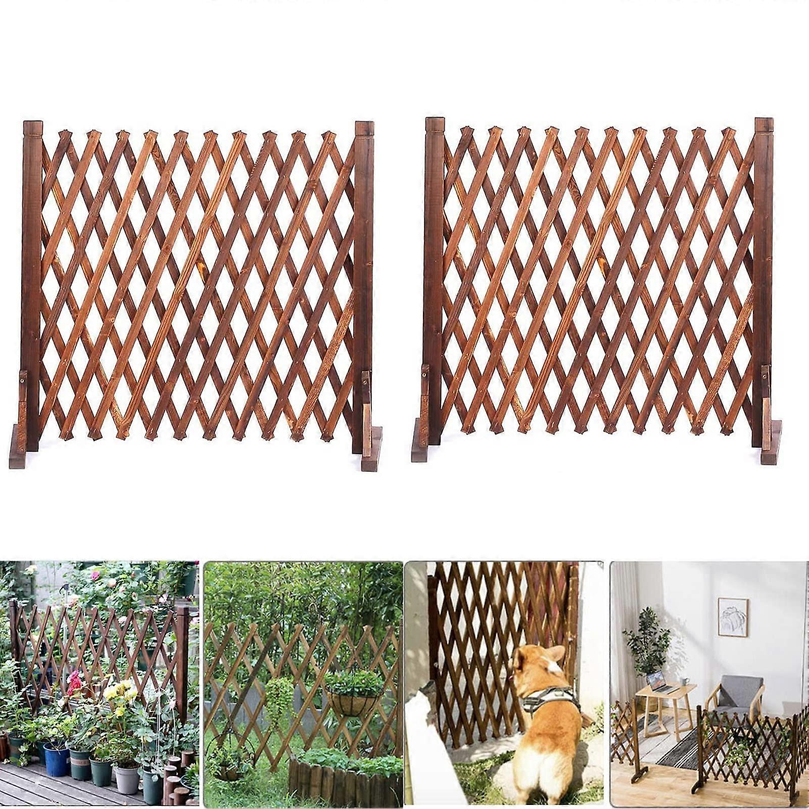 Dog Fence Pack of 2, Expandable Wooden Pet Barrier for Cats and Dogs, Outdoor Garden Climbing Frame, Retractable Safety Gate