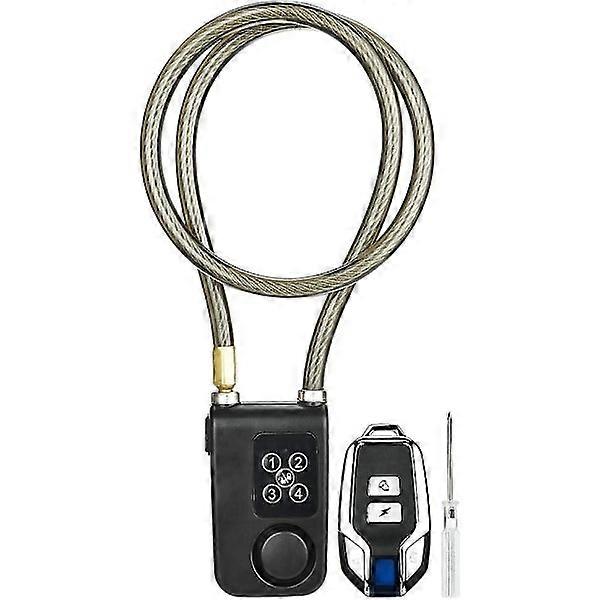 Wireless Remote Control Security Lock for Bicycle, Password Alarm Lock Bike Alarm Bike Anti-Theft Waterproof LED Indicator Wired Anti-Theft Security