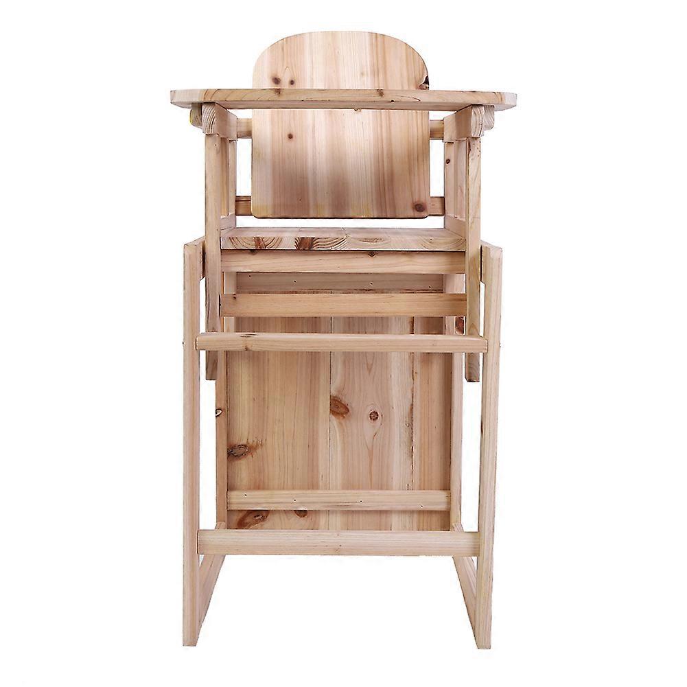 Baby Feeding Chair & Table Set Solid Wooden Detachable Highchair with Adjustable Tray