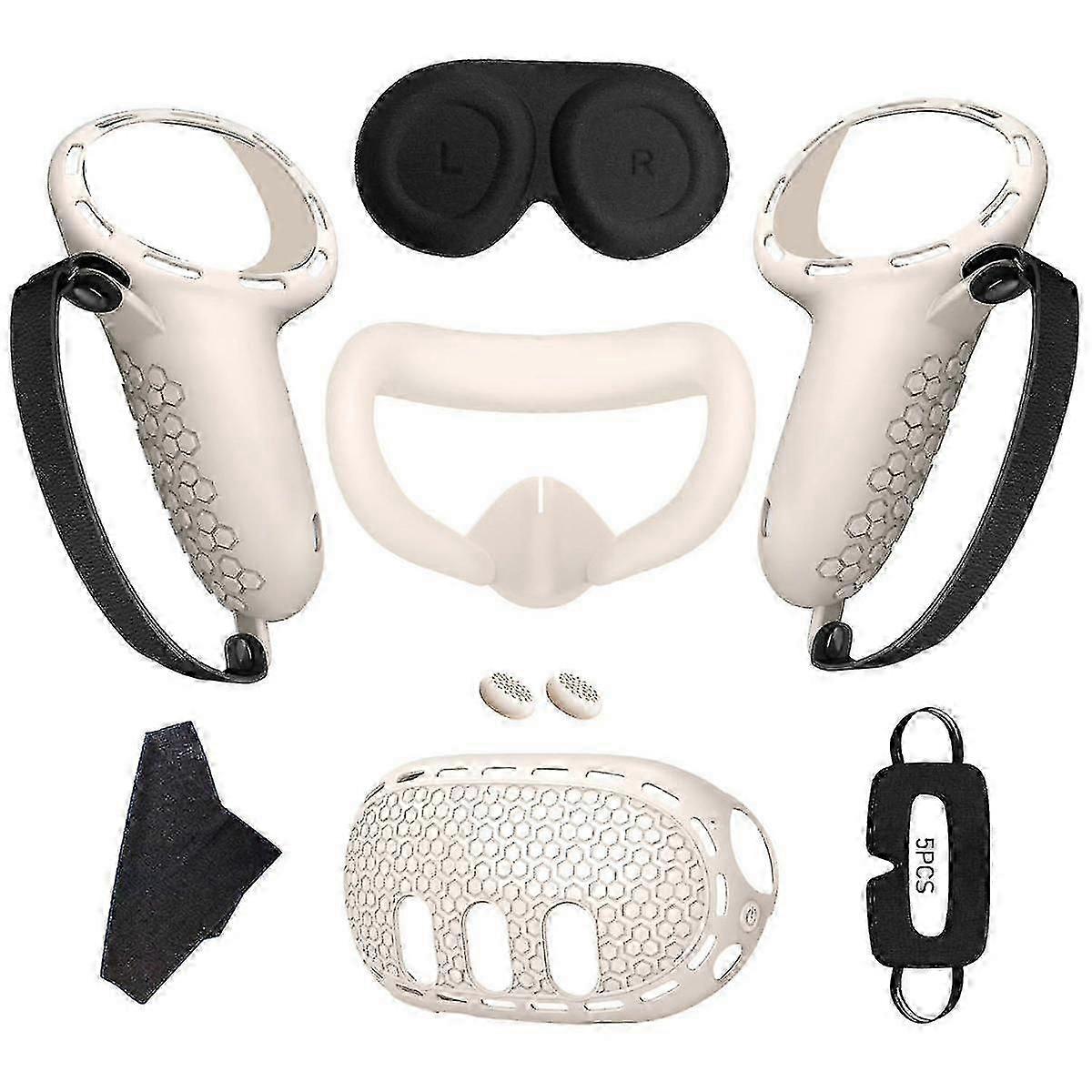 עבור 3 נרתיק סיליקון + מקרה ידית + כיסוי פנים + מסכת האפלה ערכה מלאה כרית אף נגד דליפה Vr כיסוי סיליקון D