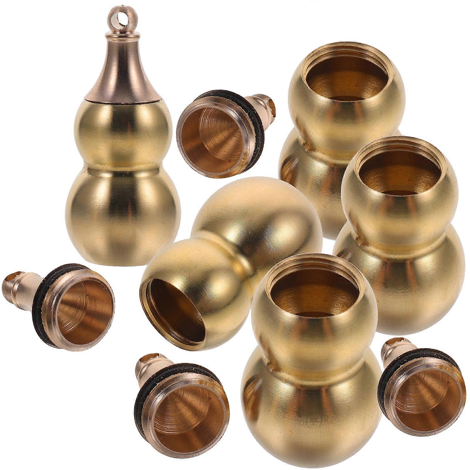 Hanging Gourd Pendant Copper Gourd Key Chain Decoration For All Kinds Of People 4.00X1.30X1.30CM Golden 5Pcs
