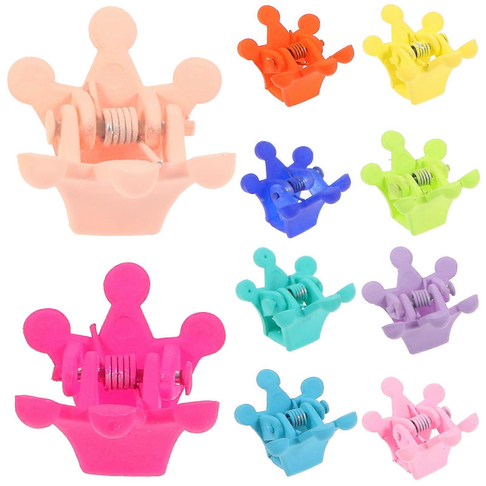 مشابك شعر التاج الصغيرة للديكور مصنوعة من البلاستيك بألوان متنوعة 10 قطع