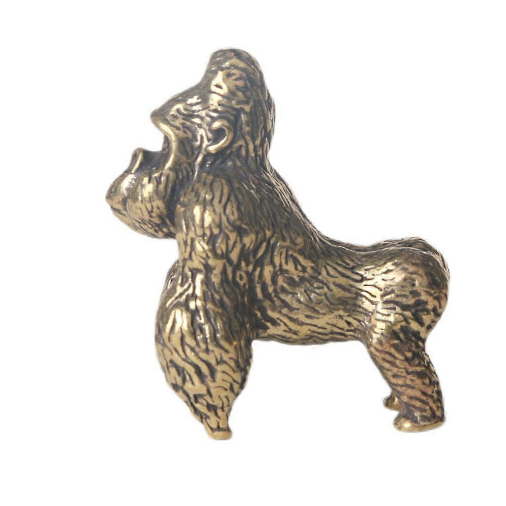Gorilla Figurine Orangutan Sculpture Statue for Home Decor Made of Brass Golden Color Portable