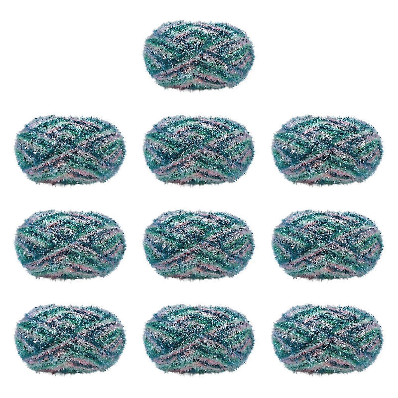 Frosted Yarn for Dishcloths, Assorted Colors, 10 Skeins, Polyester, DIY Accessory - Green