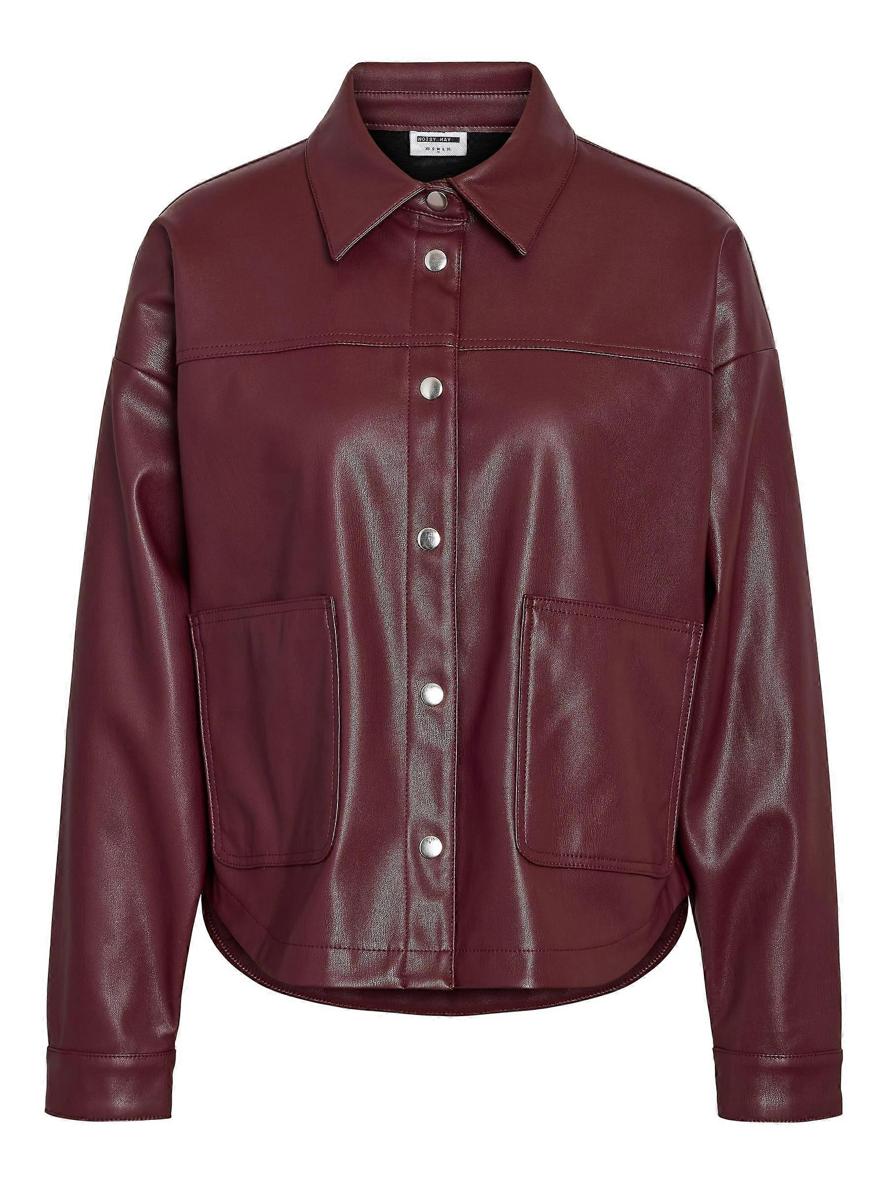 NOISY MAY Modern Women's Jacket in Faux Leather with Snap Buttons