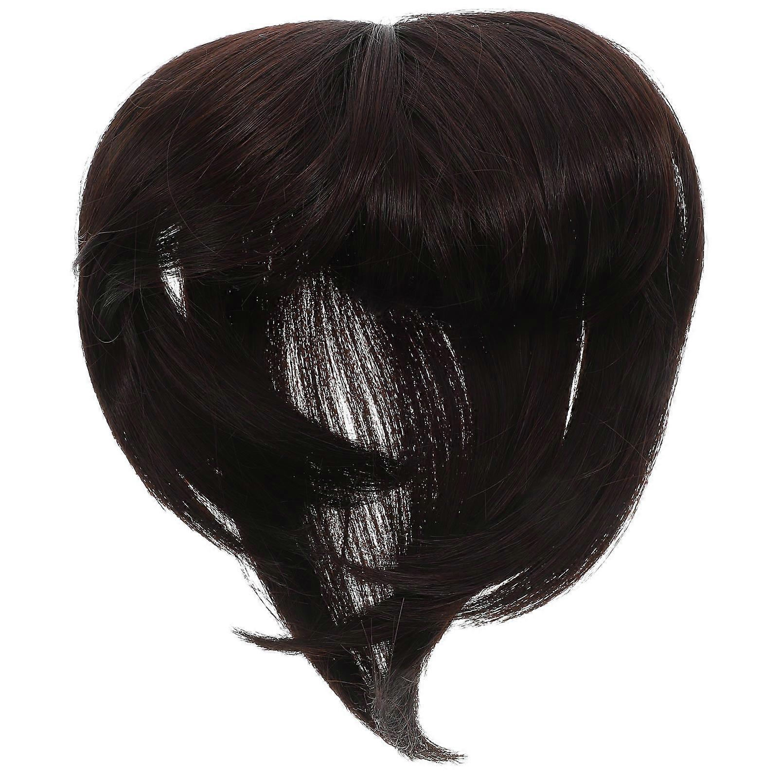 Black Synthetic Wig for Women with Clip-on Design for Decoration Lightweight Comfortable Hairpiece