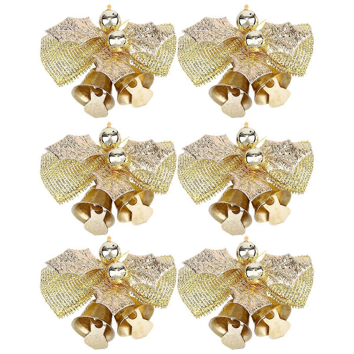 Decorative Bow For Tree Topper Occasion In Golden Color With Comfortable Feeling 6Pcs
