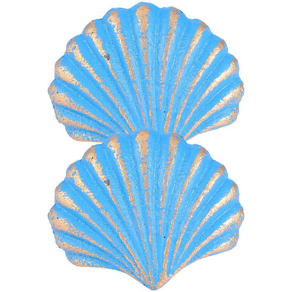 Shell Shaped Drawer Pulls 2Pcs Vintage Wardrobe Handle Sky Blue Replacement For Home Decoration