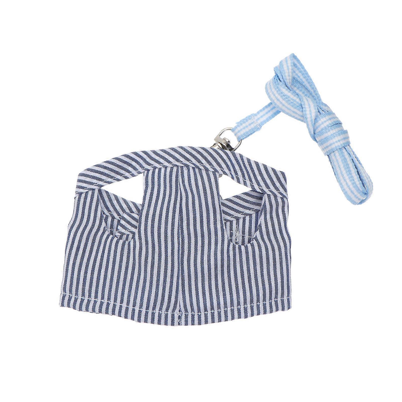 Rabbit Leash Set For Small Animals Outdoor Walking With Adjustable Cotton Design Size L Blue 1Set