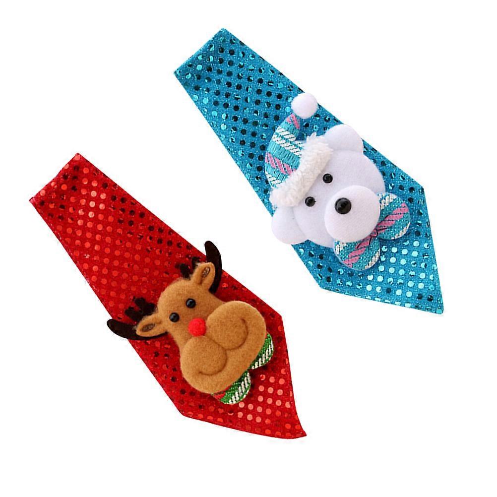 Flashing 2Pcs Sequin Necktie For Christmas Gift Giving Children Assorted Color Fashion Tie