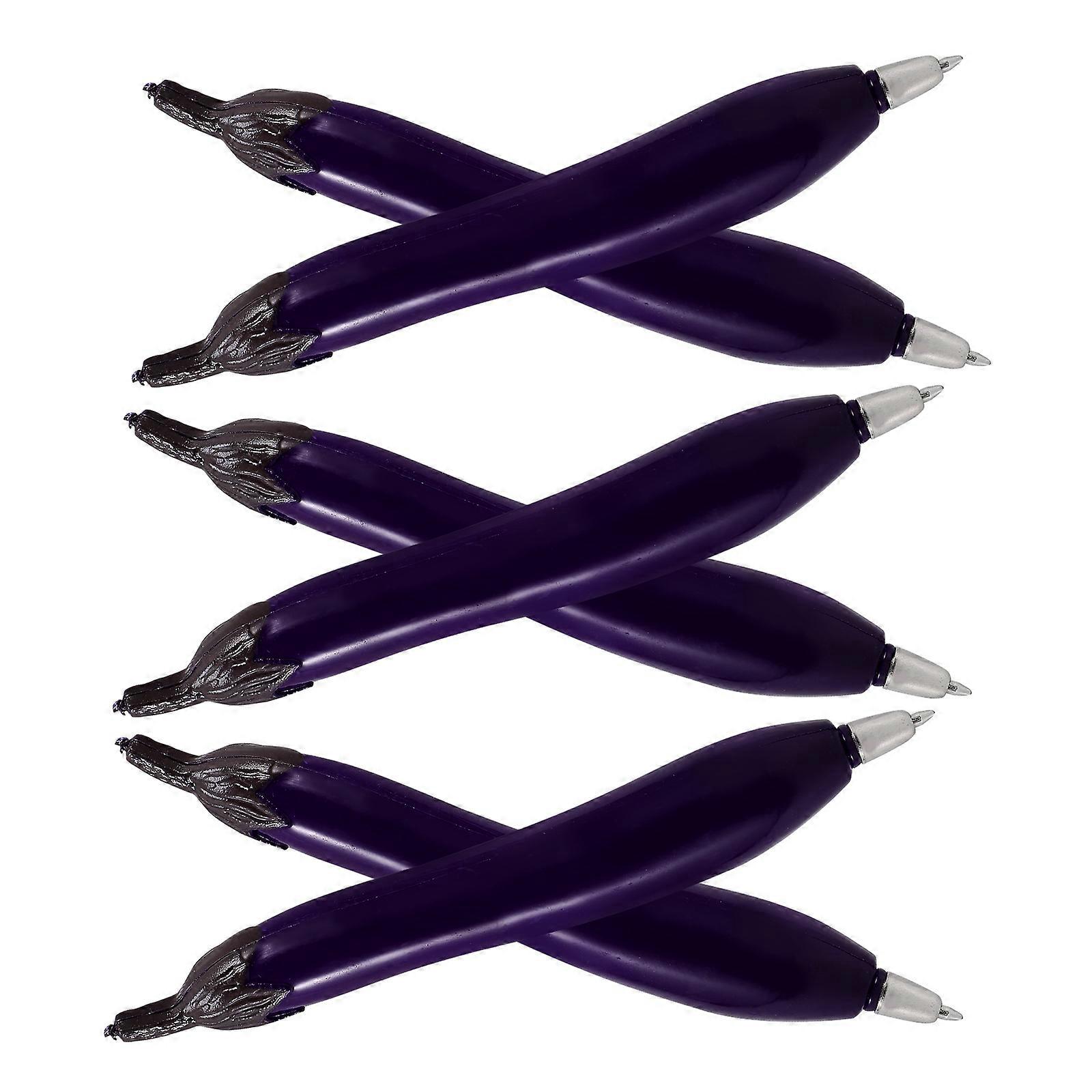 Novelty Writing Pens Eggplant Shape For Students In Purple Color With Writing Function 6Pcs