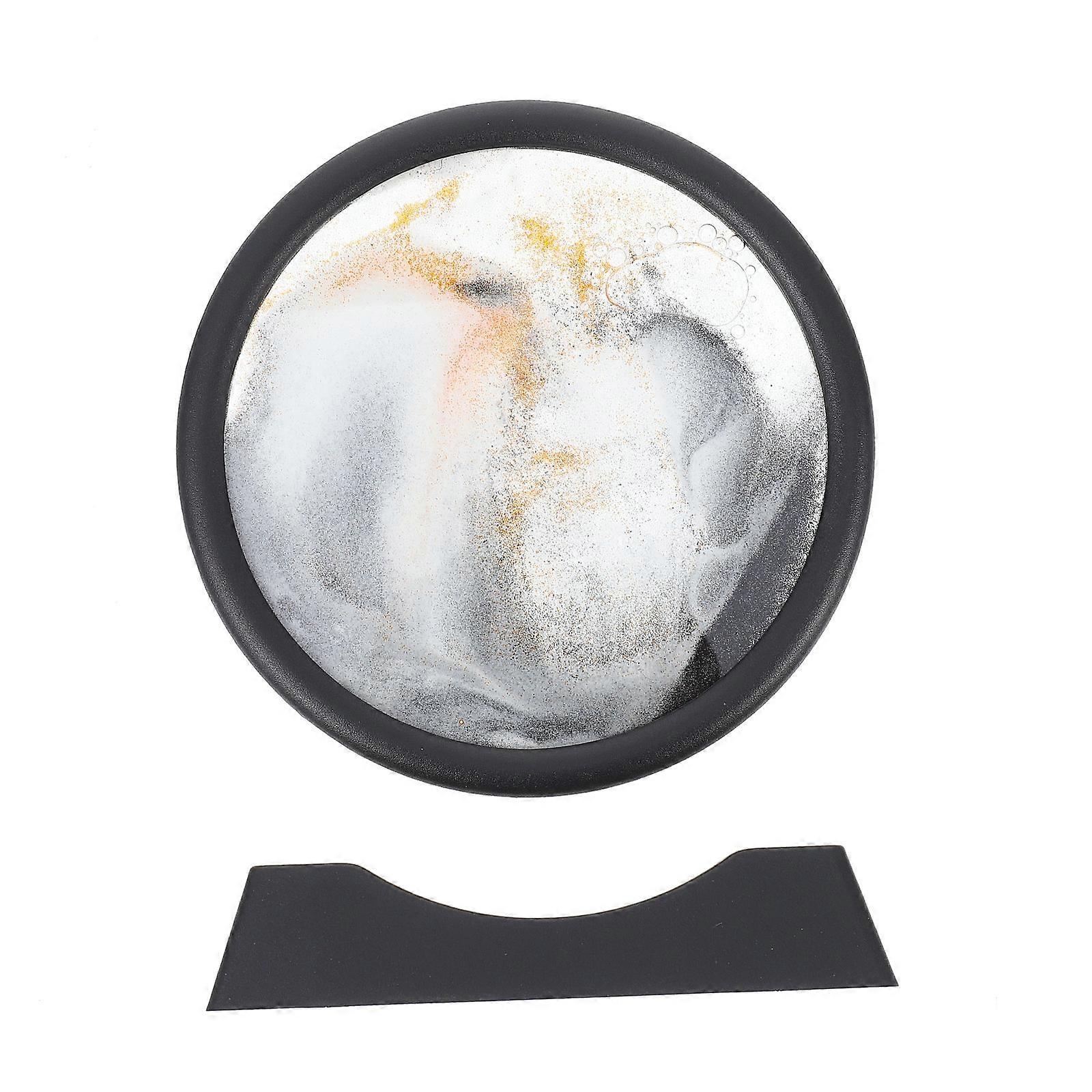 Flowing Sand Picture Round Glass 3D Artistic Ornament For Relaxation And Calmness Golden 1Set