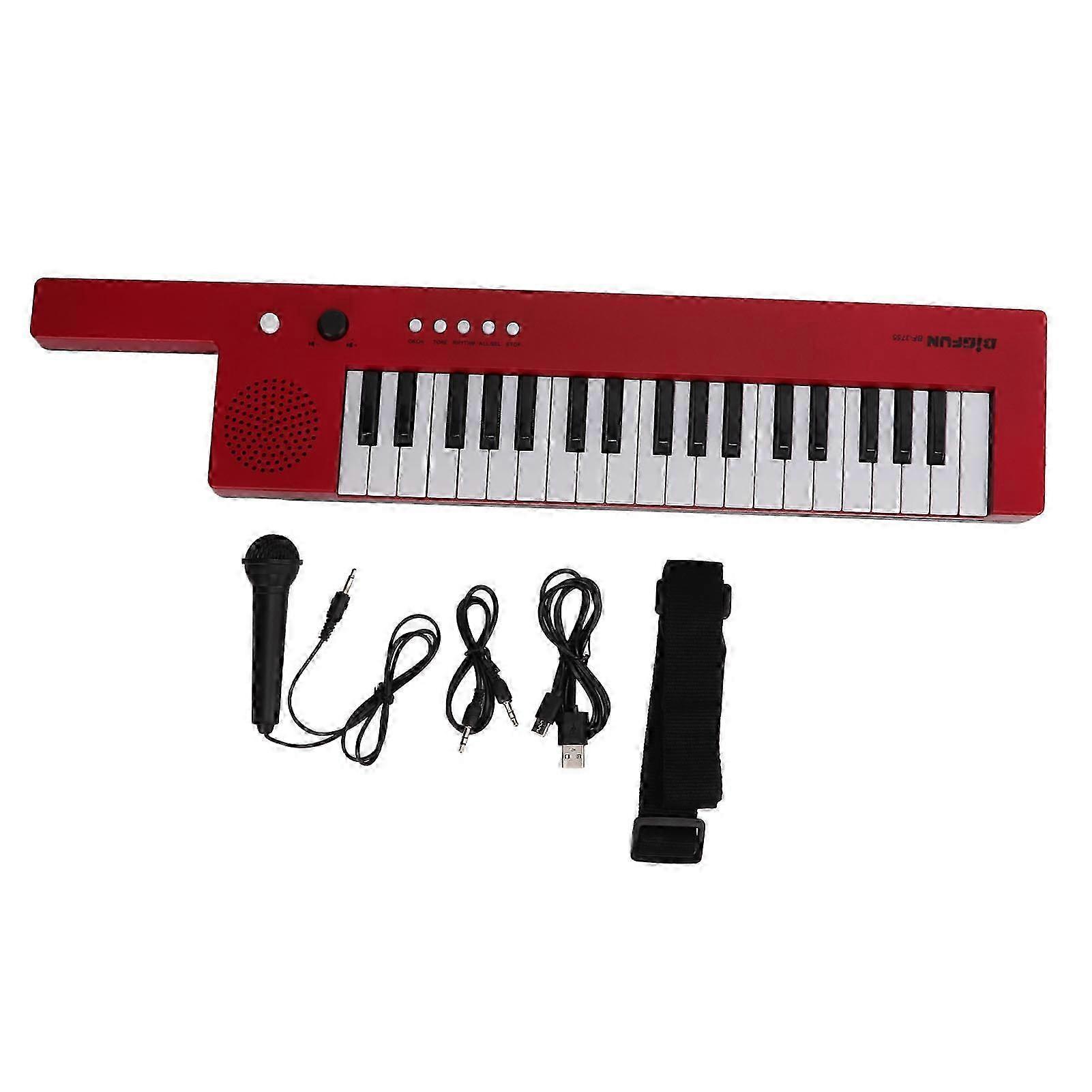 Elektroniskt keyboard i gitarrstil med 37 minitangenter för musikövning
