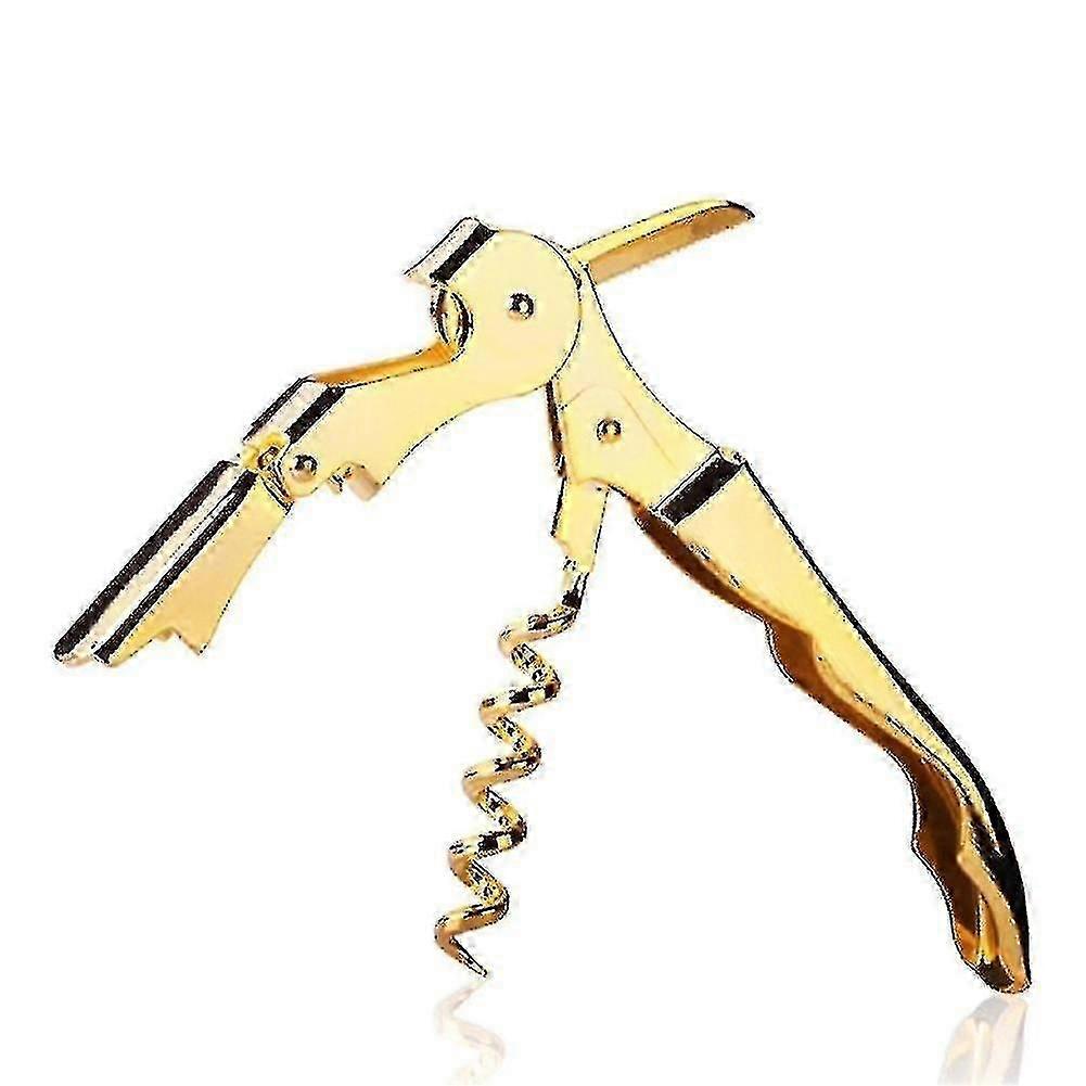 Gold Plated Double Hinged Corkscrew Waiters Wine Key Bottle Opener Party Bottle Opener (Gold)
