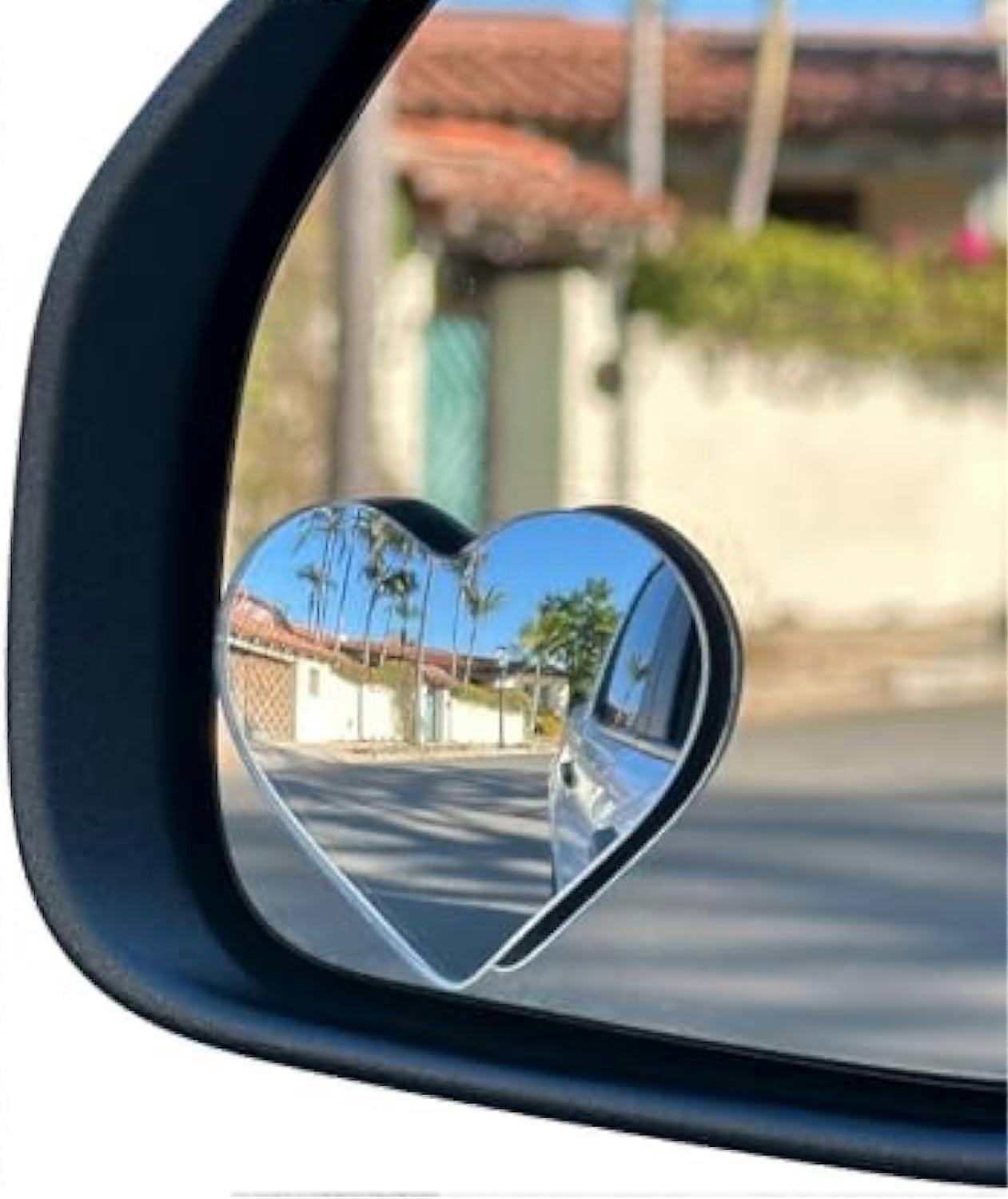 Heart Shaped Blind Spot Mirrors for Cars, Frameless 360 Degree Wide Angle Convex Mirror (1 Pair)