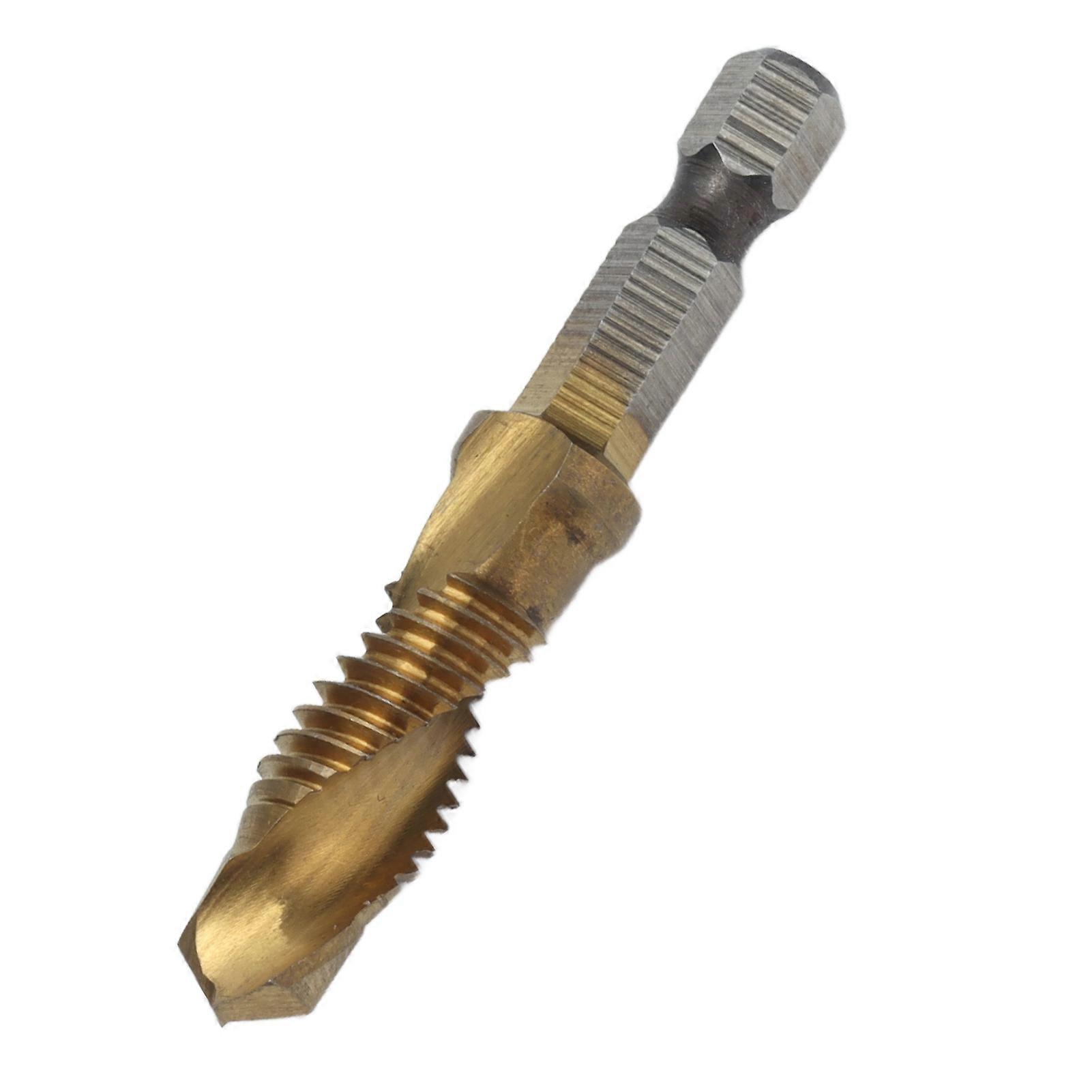 Tap Drill Bits Hex Shank Titanium Coated Metric Screw Combination Tapping Bit for WoodM10 