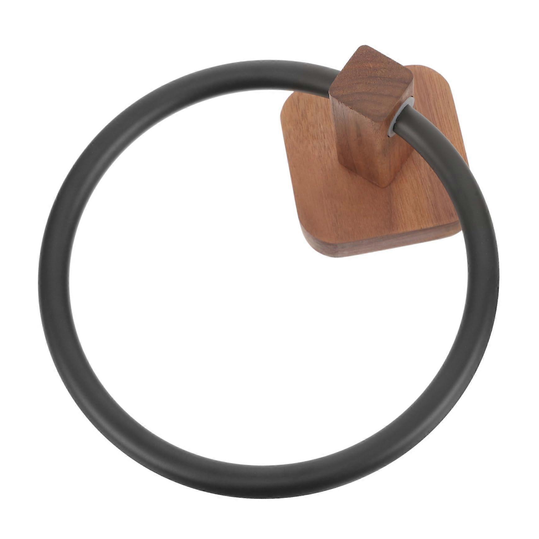 Self-Adhesive Wooden Towel Ring for Bathroom, Durable Wall-Mounted Design, Space-Saving Towel Holder, Easy Installation