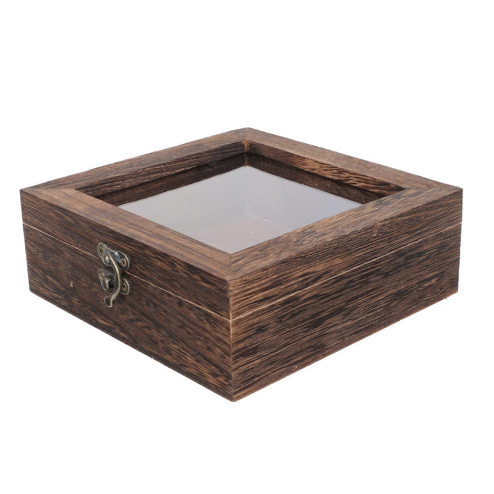 Specimen Display Box Lid Retro Butterfly Showcase Container for Jewelry and Wooden Design Carbon for Collectors 15x15cm