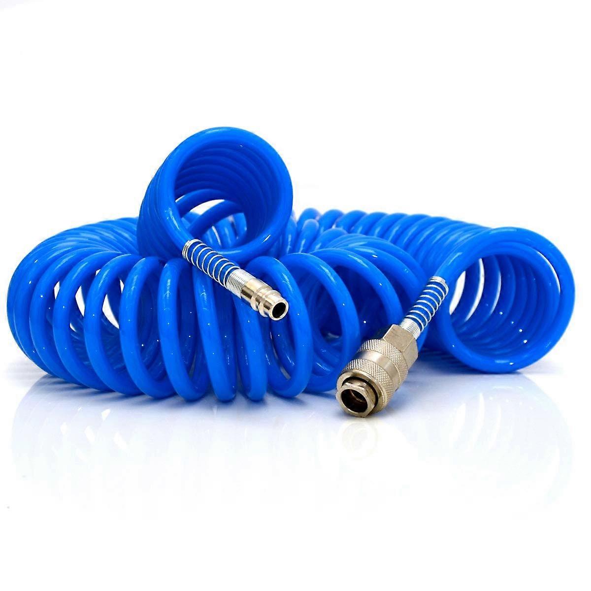 15 m Compressed Air Hose 1/4 Inch 10 Bar Compressed Air Spiral Hose Hose Blue 15m