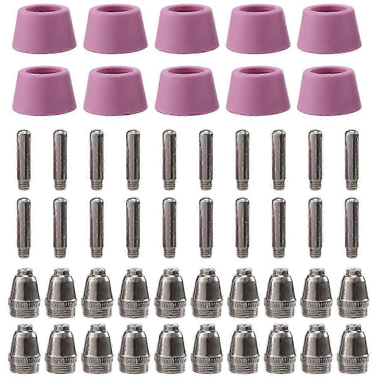 Plasma Cutter Torch Consumables Kit with Electrodes, Nozzles, Cups for WSD-60, CUT-60 LGK-6 - 50Pcs Per Pack
