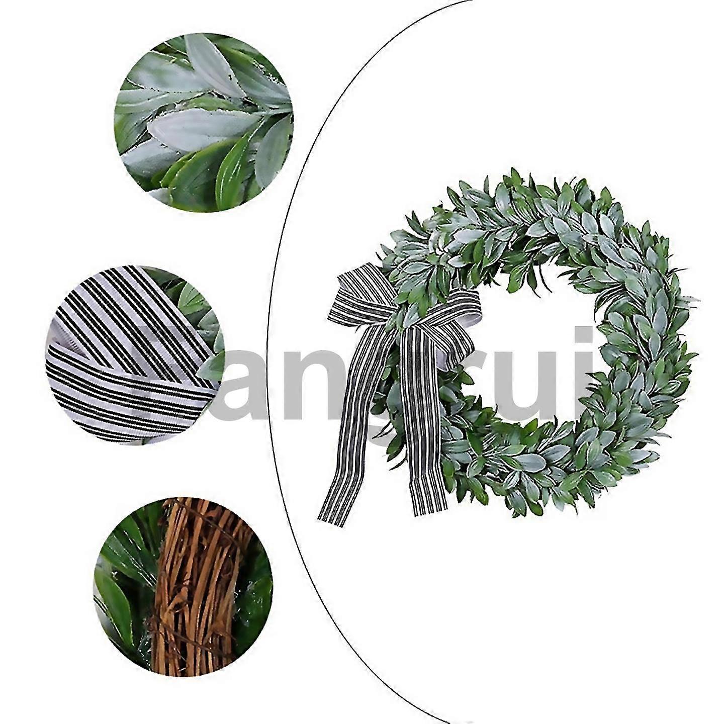 For Ear Wreathartificial Eucalyptus Leaves Wreath With Bows Green