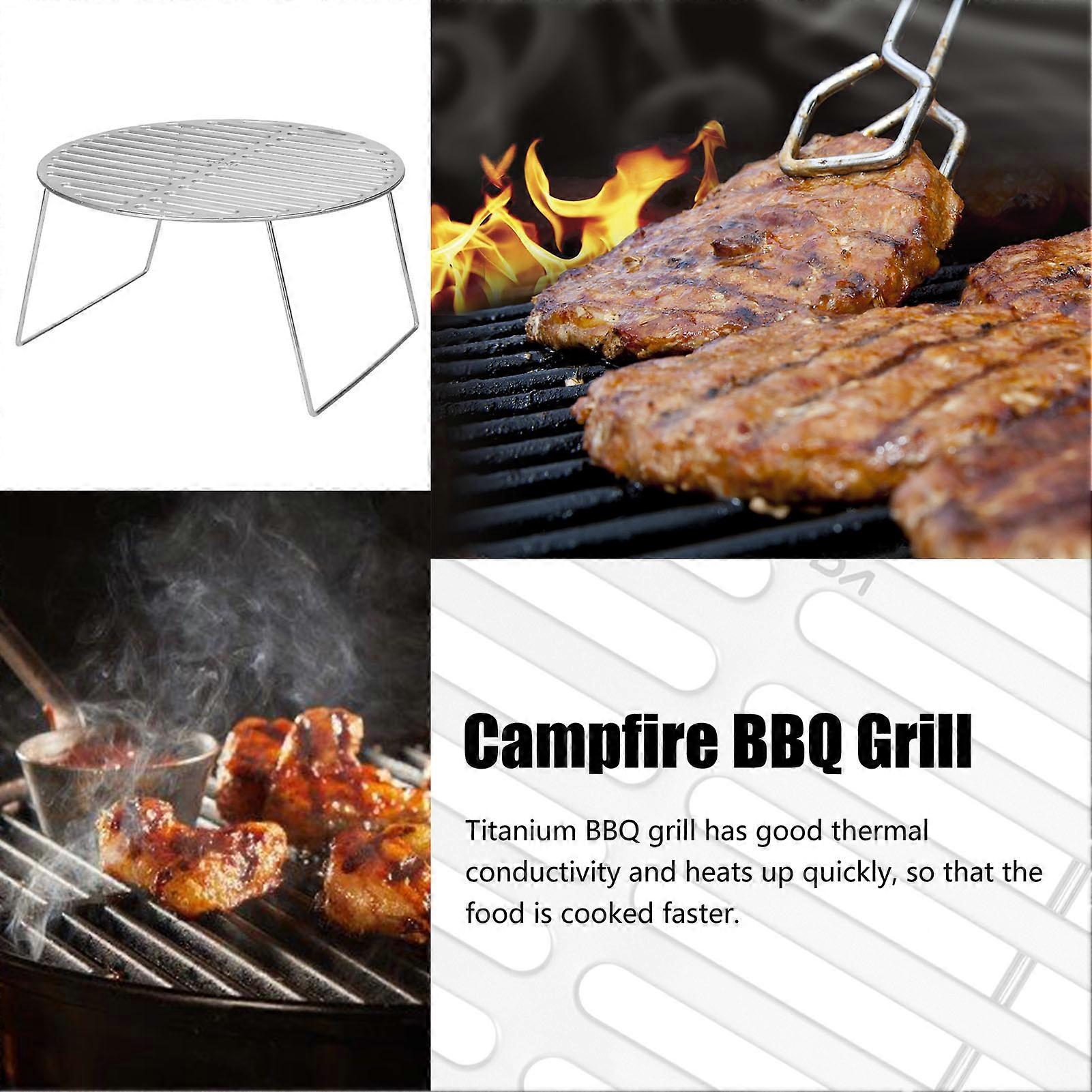 Lixada Camping Grill Titanium Folding Campfire BBQ Grill Rack Portable Barbecue Mesh for Outdoor Cooking