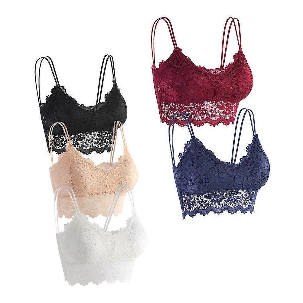 Lace Bras V Neck Bandeau Home Use Nylon Lace Supportive 5Pcs