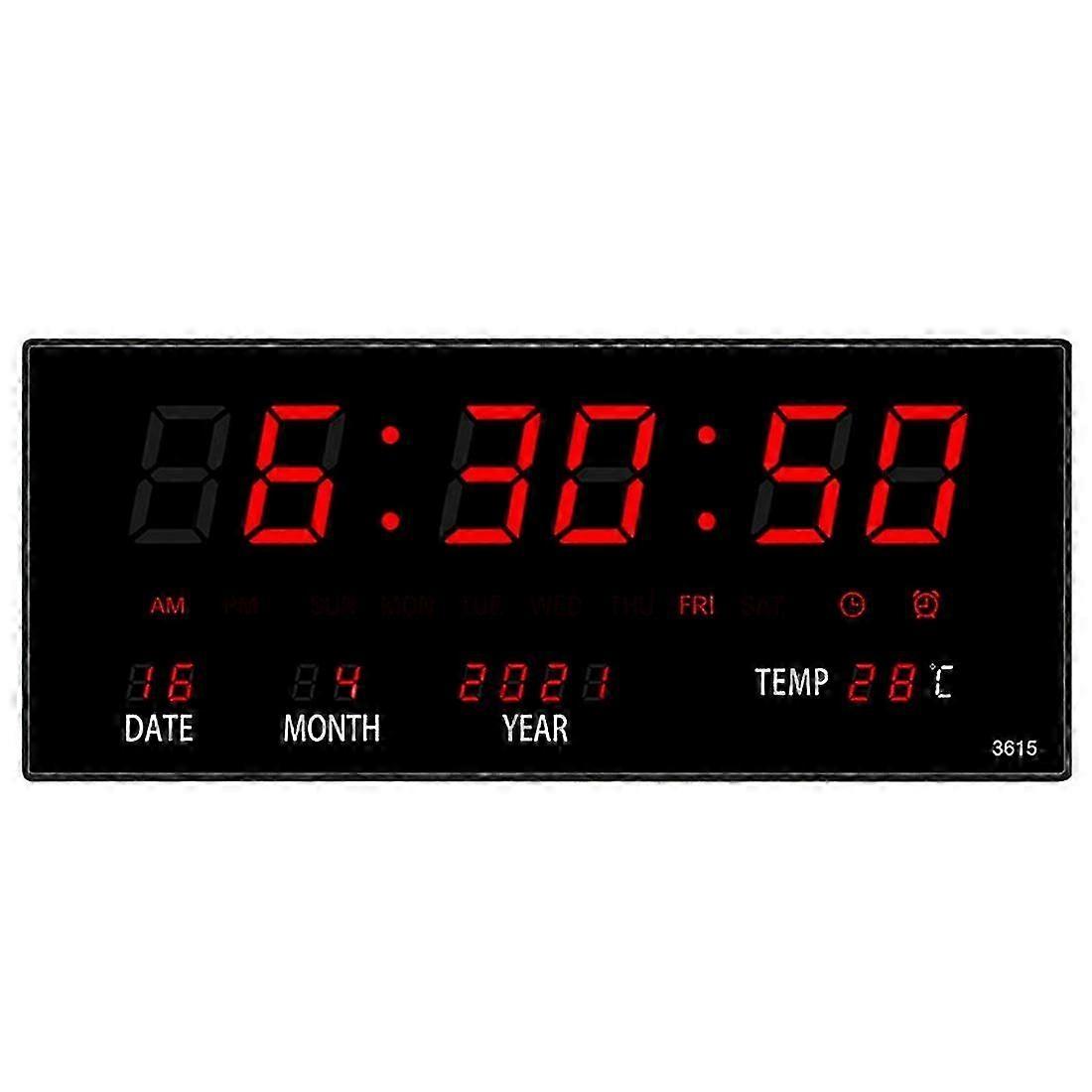 LED Perpetual Calendar Electronic Clock Digital Wall Clock Alarm Hourly Chiming Temperature Table Clocks Home Office Red