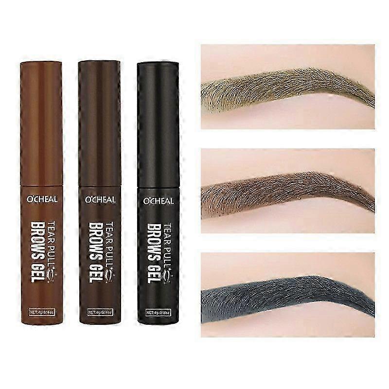 3Pcs Tattoo Brow Gel Peel Off - Waterproof, Lasts 3 Days, Transfer-proof, for Fuller Defined Eyebrows, 4 Shades