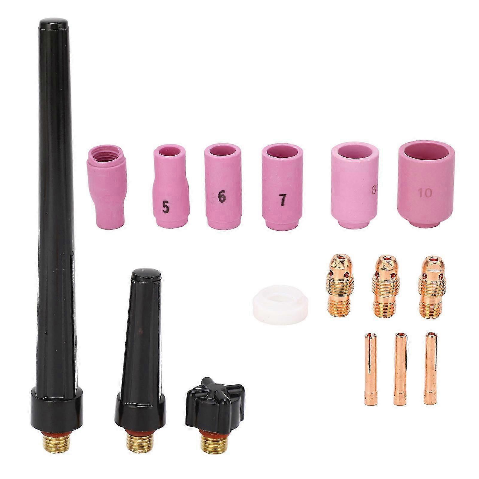 16Pcs Welding Cup Torch Collet Set with PTFE Front Cover for for WP 9 20 25 Welding Gun