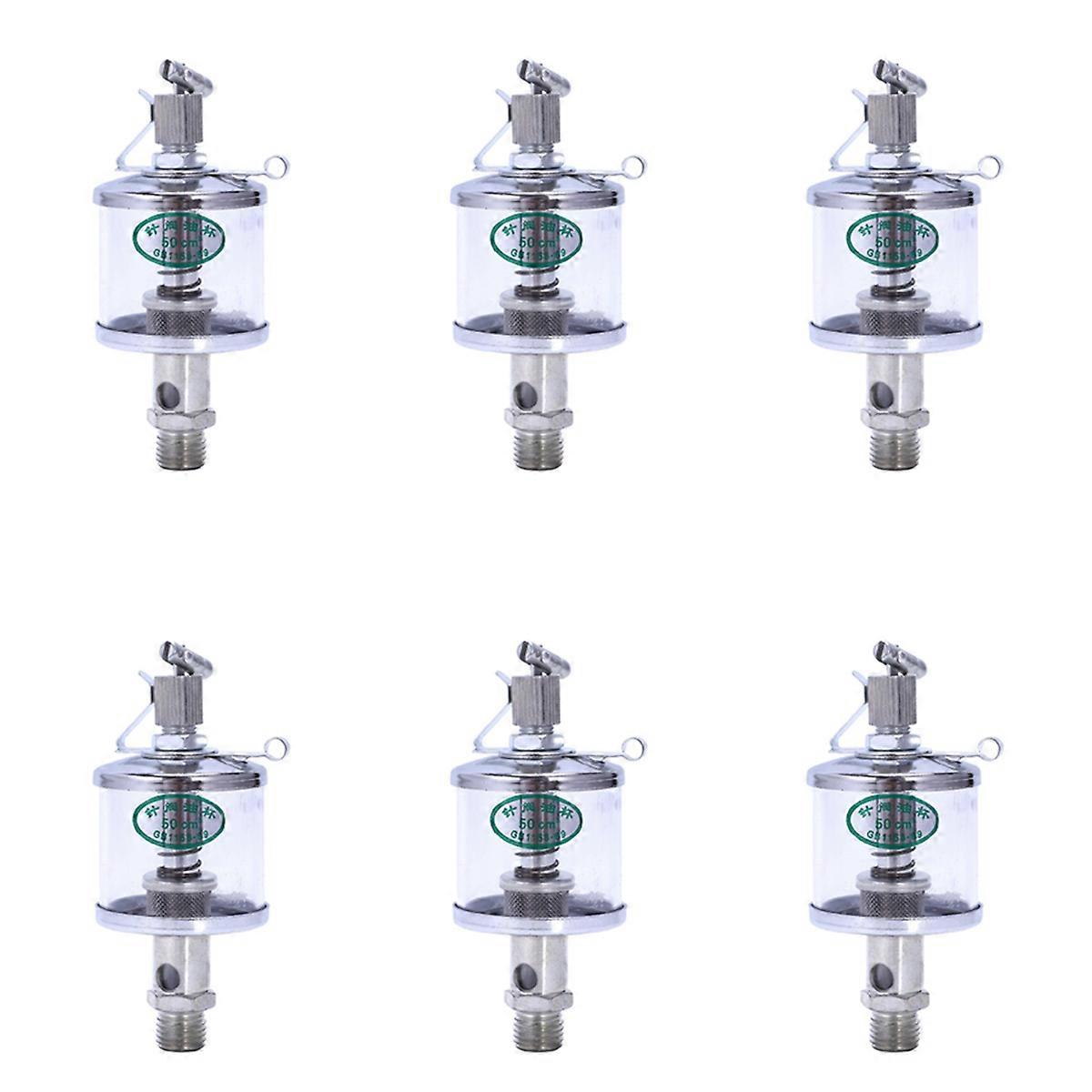 6X 50ML Engine Machine Lubricator Oil Drip Feed Oiler Clear+Silver