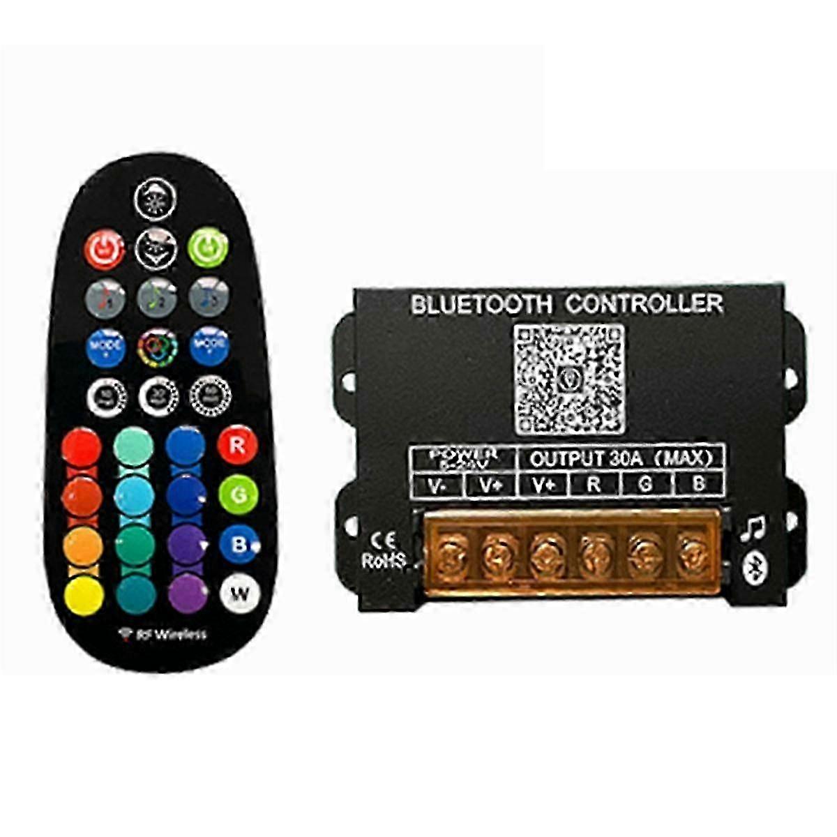 Bluetooth DC5-24V RGB LED Strip Light Controller 30A 4-Wire 3-Chann...