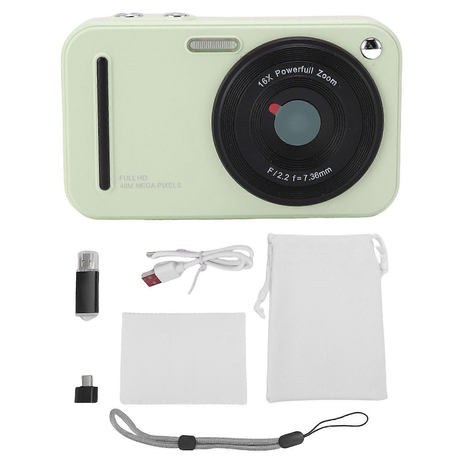 Digital 48MP 1080P UHD Auto Focus Anti Shake 16X Zoom Selfie Camera with 32GB Small Memory Card for Webcam Travel