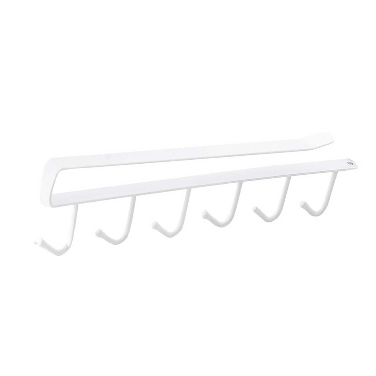 Under Cabinet Hook 6-Hook Rustproof Iron Storage Hanger White