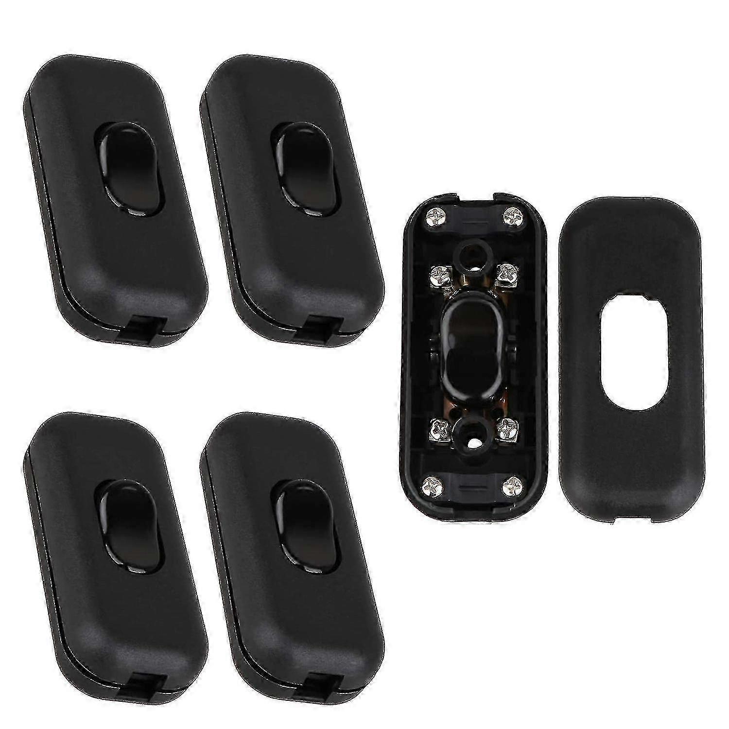 5pcs 6A 250V AC Black Inline Rocker Switch