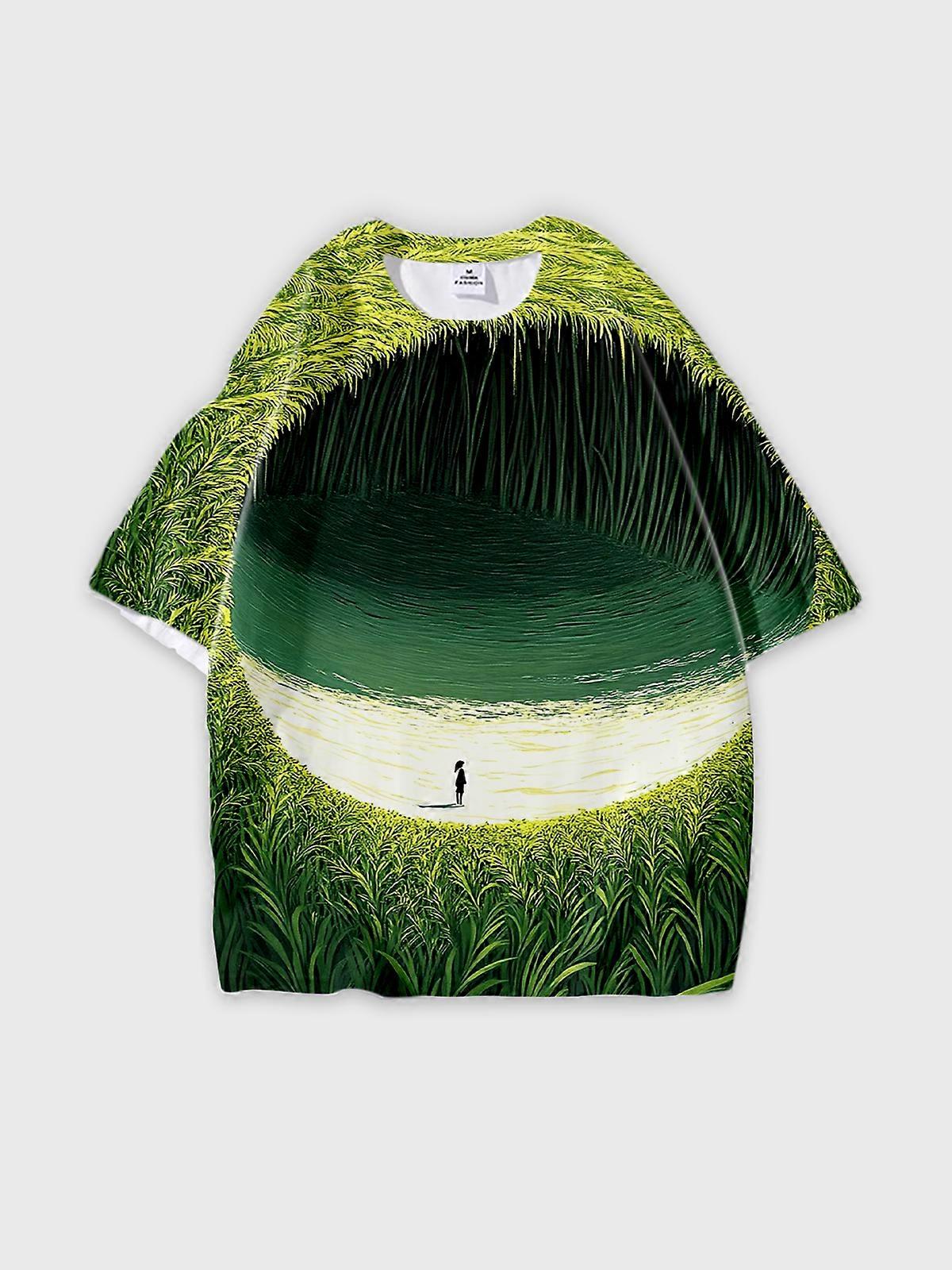 T-Shirt Short Sleeve Round Neck, Summer Casual Loose Graphic Tee, Unisex Pattern V2929